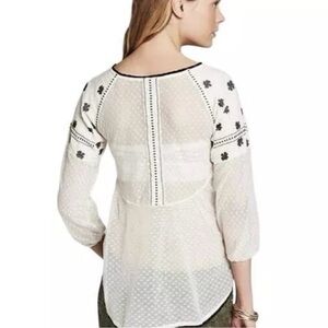 FREE PEOPLE White and Black Embroidered Tunic